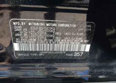 2018 Mitsubishi Outlander Sport 2.0 Es/2.0 Le from USA, damaged, VIN JA4AR3AU3JU003573